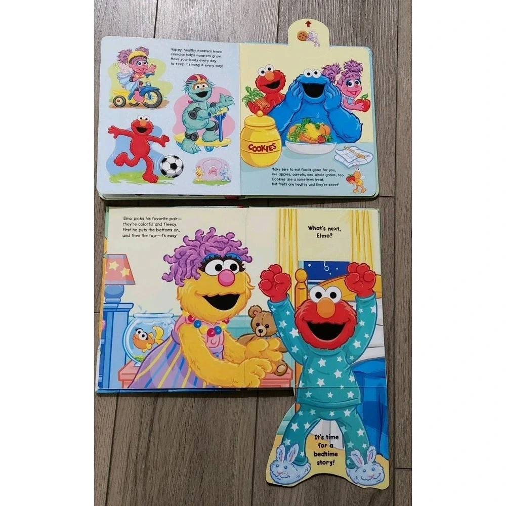 Sesame Street Elmo 2 Flip Kids Board Books Night Happy Healthy‎ Monsters